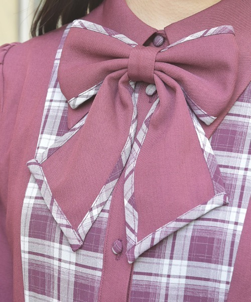 axes femme(アクシーズファム)の「チェック切替シャツワンピース(ワンピース・レディース・ブラック/ベージュ/ピンク・MEDIUM)」の9枚目の写真