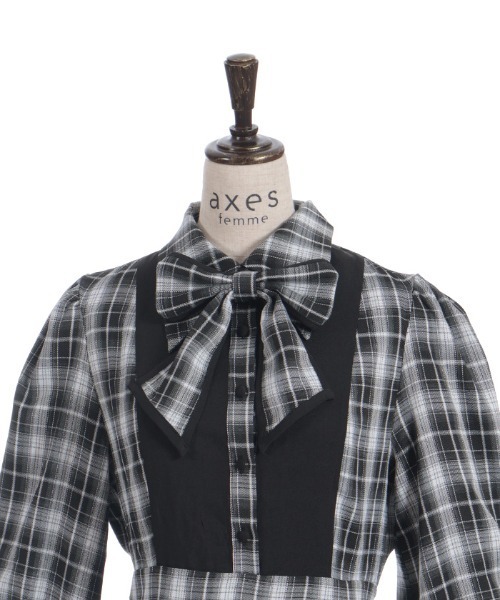 axes femme(アクシーズファム)の「チェック切替シャツワンピース(ワンピース・レディース・ブラック/ベージュ/ピンク・MEDIUM)」の17枚目の写真