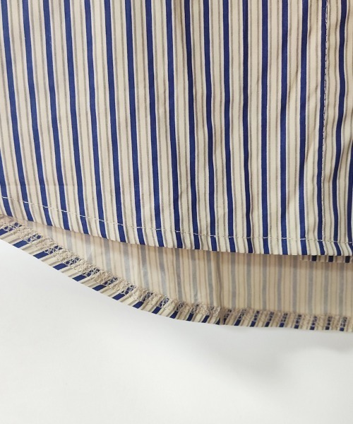 ONEP STAR(ワンピスター)の「配色切替×ストライプシャツ(シャツ/ブラウス・レディース・ブルー/グリーン・X-LARGE/LARGE/MEDIUM)」の15枚目の写真