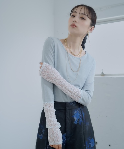 HARE（ハレ）の「2WAYラメシアーレースキリカエカットソー(HARE)（Tシャツ/カットソー・レディース・ホワイト/ブルー/ブラック・FREE）」の4枚目の写真