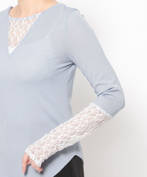 HARE（ハレ）の「2WAYラメシアーレースキリカエカットソー(HARE)（Tシャツ/カットソー・レディース・ホワイト/ブルー/ブラック・FREE）」の13枚目の写真