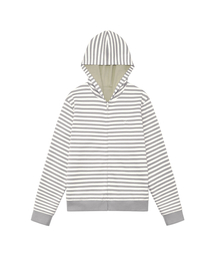 TCM reversible stripe hooded zip-up (beige)