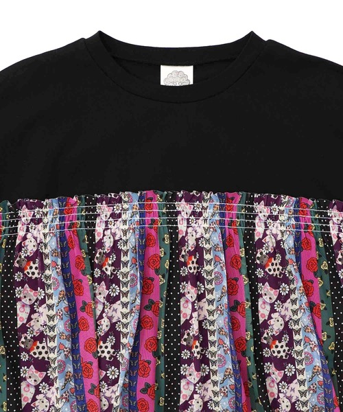 ScoLar（スカラー）の「161638：ストライプ総柄ソフトチュール切替プルオーバー（Tシャツ/カットソー・レディース・オフホワイト/ブラック・M）」の15枚目の写真