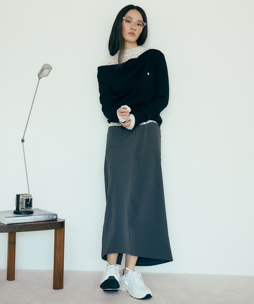 POLO BCS（ポロ ビーシーエス）の「【POLO BCS】ケーブルドレープトップス/WEB限定カラー（ニット/セーター・レディース・イエロー/ネイビー/オフホワイト/ブラック・FREE）」の12枚目の写真