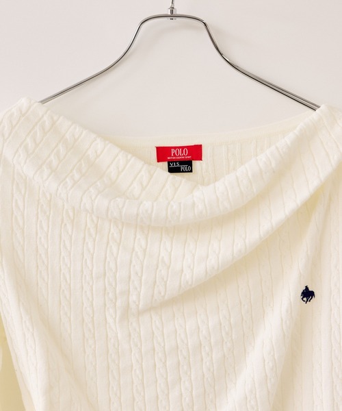 POLO BCS（ポロ ビーシーエス）の「【POLO BCS】ケーブルドレープトップス/WEB限定カラー（ニット/セーター・レディース・イエロー/ネイビー/オフホワイト/ブラック・FREE）」の21枚目の写真