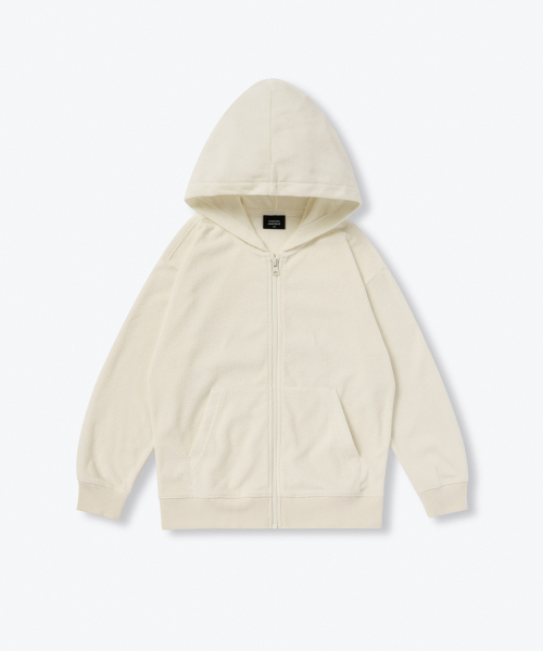 MUSINSA STANDARD KIDS（ムシンサスタンダードキッズ）の「テリークロスオーバーサイズフードパーカージップアップ[クリーム]（その他トップス・レディース・その他・100/110/120/130/140/150/160）」の2枚目の写真
