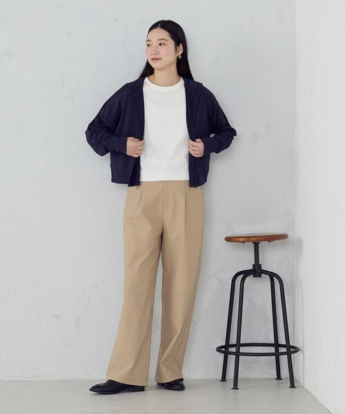 COMME CA ISM（コムサイズム）の「【接触冷感･UVカット･防シワ】着流しフーディ（パーカー・レディース・ブラック/ネイビー/ライトグレー・FREE）」の16枚目の写真