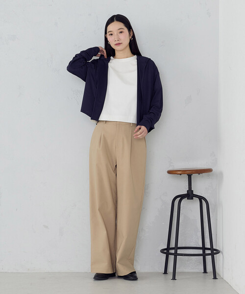 COMME CA ISM（コムサイズム）の「【接触冷感･UVカット･防シワ】着流しフーディ（パーカー・レディース・ブラック/ネイビー/ライトグレー・FREE）」の17枚目の写真