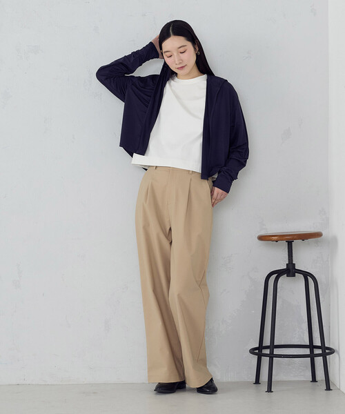 COMME CA ISM（コムサイズム）の「【接触冷感･UVカット･防シワ】着流しフーディ（パーカー・レディース・ブラック/ネイビー/ライトグレー・FREE）」の18枚目の写真