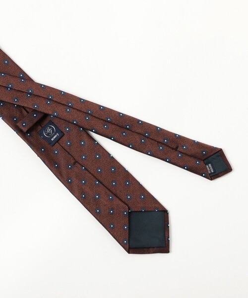 BEAMS F（ビームスエフ）の「シルク フラワー小紋柄 ジャカード ネクタイ（ネクタイ・メンズ・ネイビー/オレンジ・ONE SIZE）」の3枚目の写真