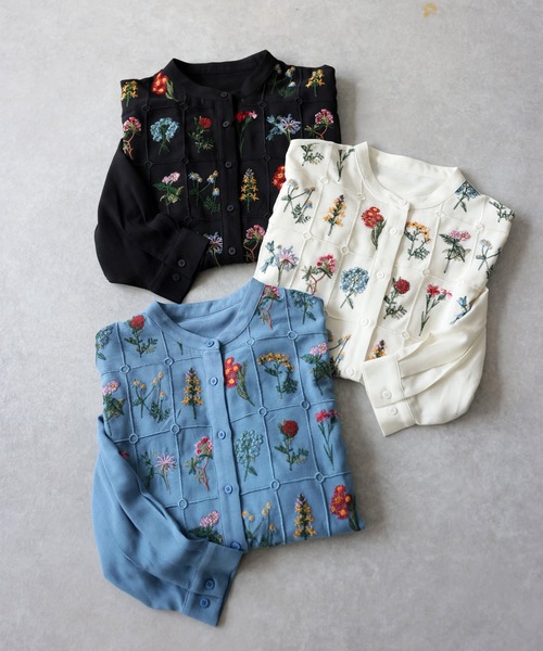 antiqua（アンティカ）の「花柄 刺繍 バンドカラー シャツ（シャツ/ブラウス・レディース・ブラック/ホワイト/ブルー・ONESIZE）」の21枚目の写真