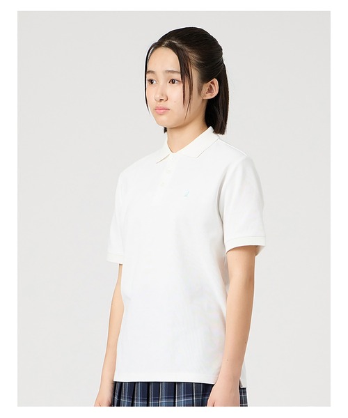 EASTBOY(イーストボーイ)の「ポロシャツ 半袖 COOLMAX ミント女神 スクール 制服 通学 中学生 高校生(ポロシャツ・キッズ・ホワイト/ネイビー・13号/11号/9号)」の5枚目の写真