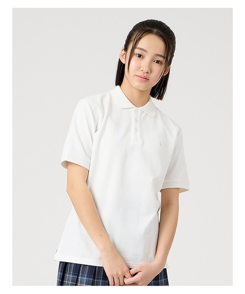 EASTBOY(イーストボーイ)の「ポロシャツ 半袖 COOLMAX ミント女神 スクール 制服 通学 中学生 高校生(ポロシャツ・キッズ・ホワイト/ネイビー・13号/11号/9号)」の6枚目の写真