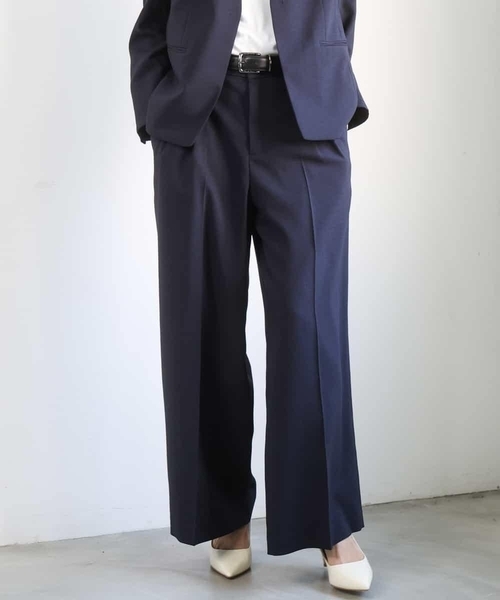 MICHEL KLEIN（ミッシェル・クラン）の「[セットアップ対応]ツイードライク　ワイドパンツ（その他パンツ・レディース・ネイビー/サンドベージュ・38）」の18枚目の写真