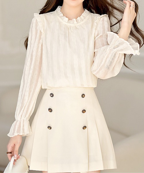AMAJI(アマジ)の「肩フリルレーストップス(シャツ/ブラウス・レディース・ホワイト・X-LARGE/LARGE/MEDIUM/SMALL)」の2枚目の写真