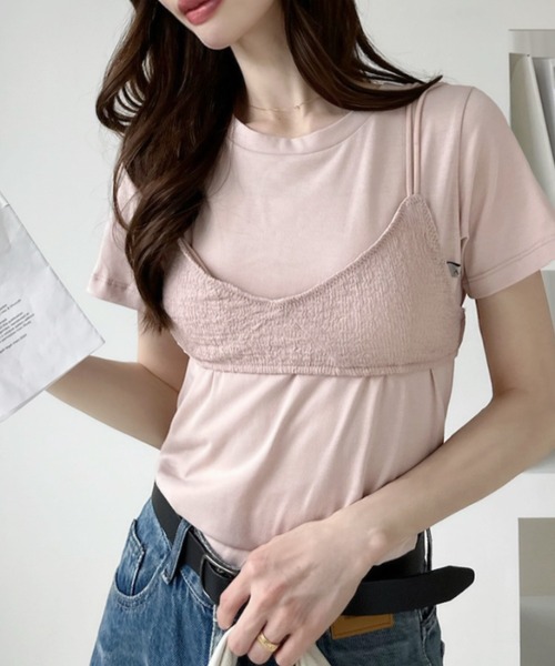 Ada.(エイダ)の「ビスチェ ドッキング 半袖 Tシャツ(Tシャツ/カットソー・レディース・ブラック/ホワイト/ピンク・FREE)」の14枚目の写真