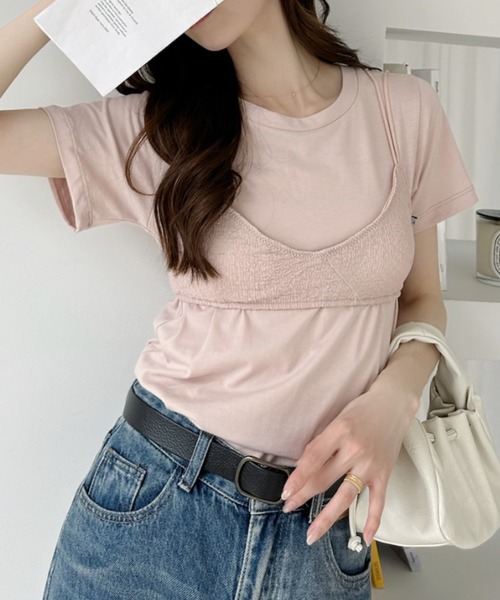 Ada.(エイダ)の「ビスチェ ドッキング 半袖 Tシャツ(Tシャツ/カットソー・レディース・ブラック/ホワイト/ピンク・FREE)」の16枚目の写真
