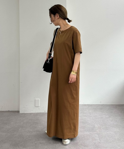 PUAL CE CIN（ピュアルセシン）の「【＠sein___000企画】汗シミ防止加工カットソーワンピース（ワンピース・レディース・スミクロ/キャメル・FREE）」の6枚目の写真