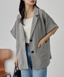 MONO-MART（モノマート）の「【COOL BASICシリーズ】 快適な着心地|シングルテーラード 半袖 シャツジャケット (接触冷感・速乾・イージーケア)〈セットアップ対応〉（テーラードジャケット）」