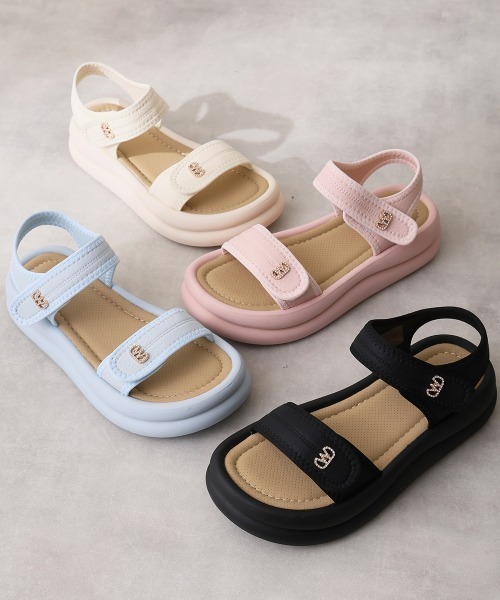 DEMETER（デメテル）の「厚底 ダブルソール ビジュー ベルクロ スポーツサンダル（サンダル・レディース・ブラック/ライトブルー/ライトピンク/ホワイト・S/M/L/LL）」の8枚目の写真