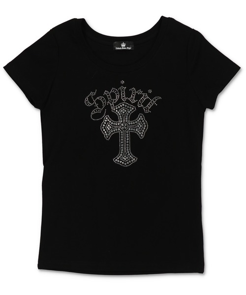 SPINNS(スピンズ)の「半袖Tシャツ/ラインストーンクロス/平成ギャル(Tシャツ/カットソー・レディース・オフホワイト/グレー/ブラック・ONESIZE)」の4枚目の写真