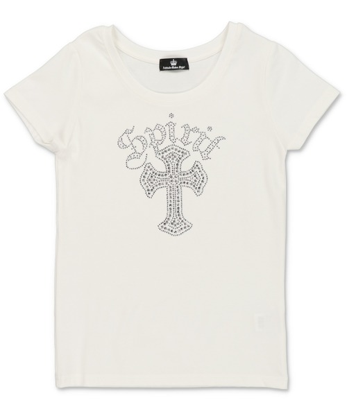 SPINNS(スピンズ)の「半袖Tシャツ/ラインストーンクロス/平成ギャル(Tシャツ/カットソー・レディース・オフホワイト/グレー/ブラック・ONESIZE)」の5枚目の写真