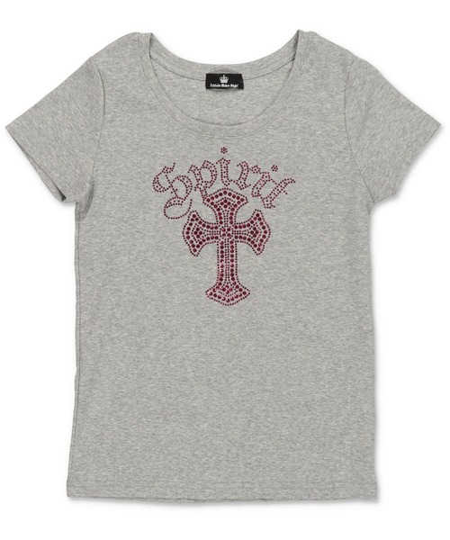 SPINNS(スピンズ)の「半袖Tシャツ/ラインストーンクロス/平成ギャル(Tシャツ/カットソー・レディース・オフホワイト/グレー/ブラック・ONESIZE)」の6枚目の写真