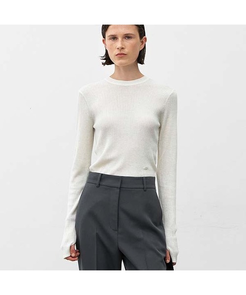ATELIER NAIN(アトリエナイン)の「ESSENTIAL NOAH SLIM KNIT(T-7112)(Tシャツ/カットソー・レディース・ブラック/アイボリー/チャコール・FREE)」の2枚目の写真