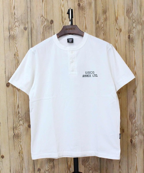 AVIREX(アヴィレックス)の「FADED S/S MIL HENRY TEE(Tシャツ/カットソー・メンズ・オフホワイト/チャコールグレー・M/XXL/XL/L)」の3枚目の写真