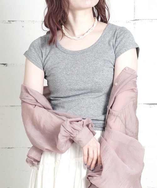 MILLER(ミラー)の「"02"≪Robert P. Miller≫パックT パネルリブ Tシャツ(Tシャツ/カットソー・レディース・ブラック/ホワイト×ブラック/グレー/オフホワイト/スモークピンク/ホワイト系1/チャコールグレー・FREE)」の6枚目の写真