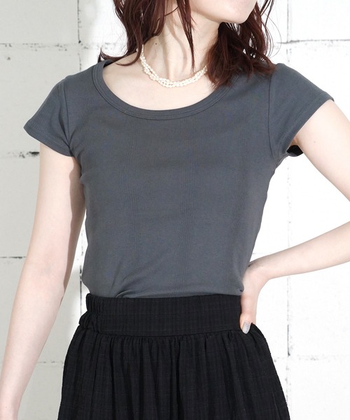 MILLER(ミラー)の「"02"≪Robert P. Miller≫パックT パネルリブ Tシャツ(Tシャツ/カットソー・レディース・ブラック/ホワイト×ブラック/グレー/オフホワイト/スモークピンク/ホワイト系1/チャコールグレー・FREE)」の5枚目の写真
