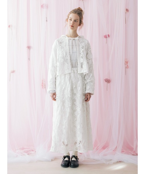 TSUHARU by Samansa Mos2（ツハルバイサマンサモスモス）の「【WHITE COLLECTION】オーバーレースフード付きボレロ（カーディガン/ボレロ・レディース・ホワイト・F）」の3枚目の写真