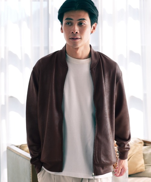 jiggys shop(ジギーズショップ)の「ストレッチ フェイクレザー ジャージ ブルゾン トラックジャケット(ジャージ・メンズ・ブラック系その他/ブラック/ブラウン/ブラウン系その他・X-LARGE/MEDIUM/LARGE)」の3枚目の写真