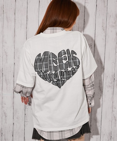 GORGE(ゴージ)の「《チェックハートロゴ》バックプリントTシャツ/ストリート/春夏/全4色(Tシャツ/カットソー・レディース・ネイビー/オフホワイト/チャコール/オートミール・F)」の1枚目の写真