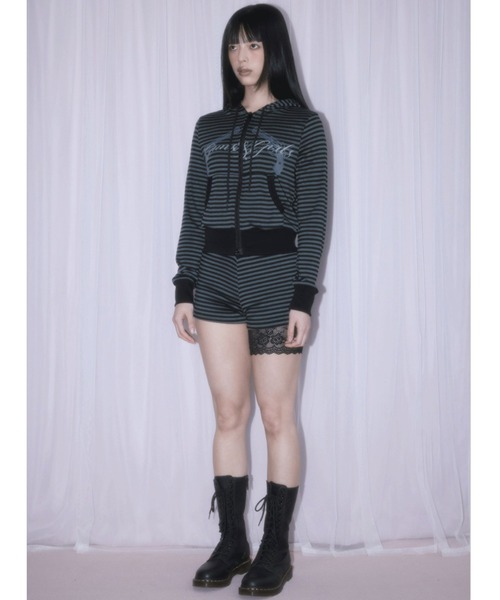 NIIER NOR(ニアノア)の「A'GEM/9 × .kom 『NIIER NOR/ニーアノア』 REVOLVER STRIPE MICRO PANTS/リボルバーボーダーマイクロ パンツ(その他パンツ・レディース・ブラック/ホワイト・FREE)」の10枚目の写真