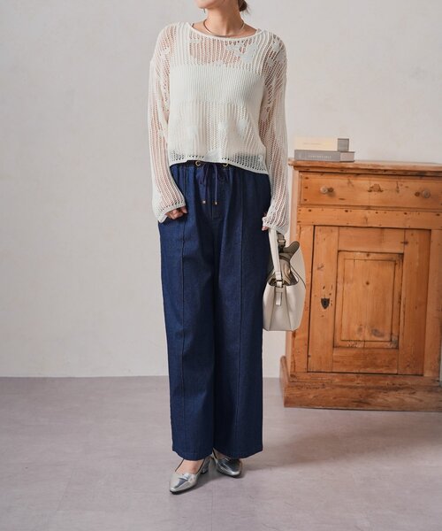 Jena espace merveilleux(ジェナ エスパスメルヴェイユ)の「フラワーメッシュニット(ニット/セーター・レディース・オフホワイト/チャコールグレー/ベージュ・FREE)」の5枚目の写真