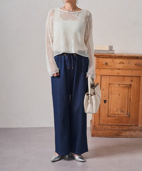 Jena espace merveilleux(ジェナ エスパスメルヴェイユ)の「フラワーメッシュニット(ニット/セーター・レディース・オフホワイト/チャコールグレー/ベージュ・FREE)」の7枚目の写真