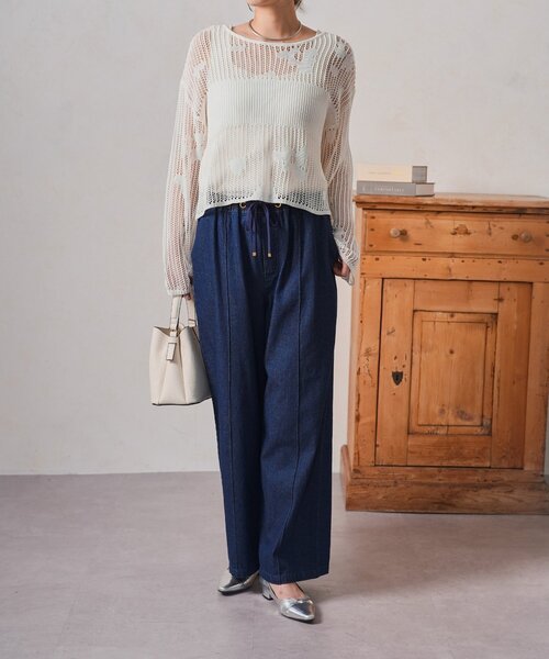 Jena espace merveilleux(ジェナ エスパスメルヴェイユ)の「フラワーメッシュニット(ニット/セーター・レディース・オフホワイト/チャコールグレー/ベージュ・FREE)」の14枚目の写真