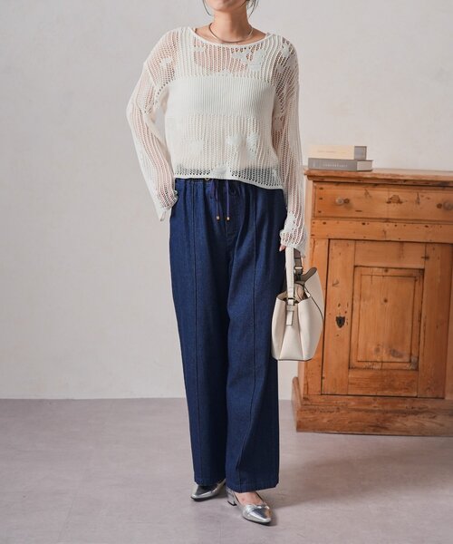 Jena espace merveilleux(ジェナ エスパスメルヴェイユ)の「フラワーメッシュニット(ニット/セーター・レディース・オフホワイト/チャコールグレー/ベージュ・FREE)」の16枚目の写真