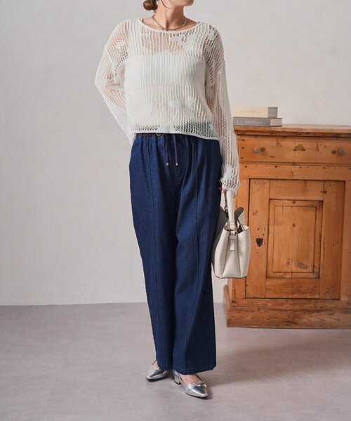 Jena espace merveilleux(ジェナ エスパスメルヴェイユ)の「フラワーメッシュニット(ニット/セーター・レディース・オフホワイト/チャコールグレー/ベージュ・FREE)」の17枚目の写真