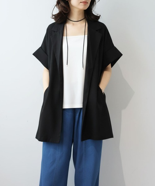 leswel（レスウェル）の「【M/L】ドルマンスリーブロングテーラードジャケット（テーラードジャケット・レディース・ブラウン/ブラック/クリーム・M/L）」の2枚目の写真