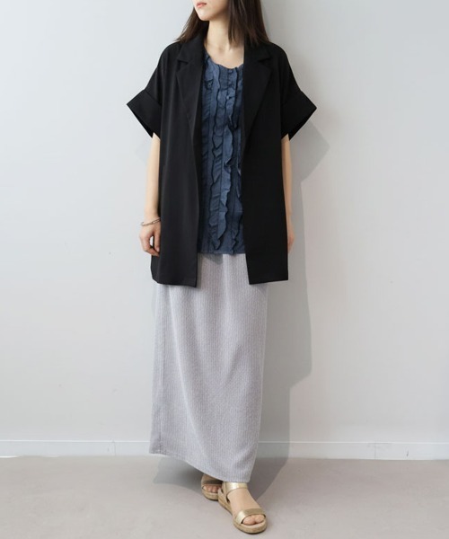 leswel（レスウェル）の「【M/L】ドルマンスリーブロングテーラードジャケット（テーラードジャケット・レディース・ブラウン/ブラック/クリーム・M/L）」の7枚目の写真