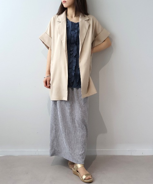 leswel（レスウェル）の「【M/L】ドルマンスリーブロングテーラードジャケット（テーラードジャケット・レディース・ブラウン/ブラック/クリーム・M/L）」の10枚目の写真
