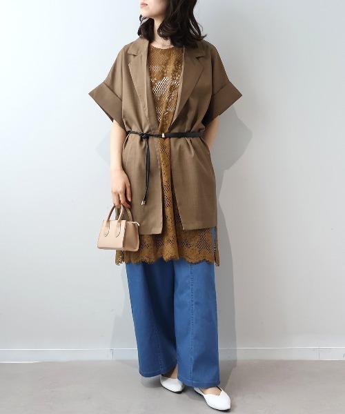 leswel（レスウェル）の「【M/L】ドルマンスリーブロングテーラードジャケット（テーラードジャケット・レディース・ブラウン/ブラック/クリーム・M/L）」の12枚目の写真