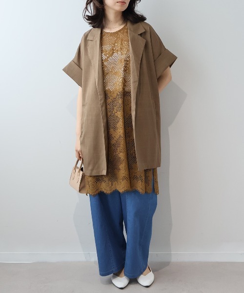 leswel（レスウェル）の「【M/L】ドルマンスリーブロングテーラードジャケット（テーラードジャケット・レディース・ブラウン/ブラック/クリーム・M/L）」の13枚目の写真