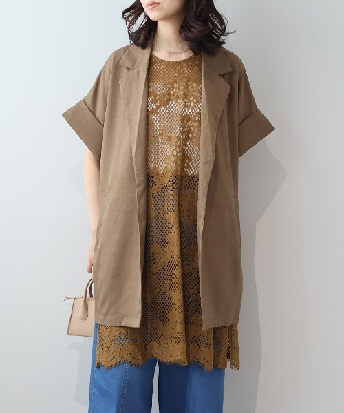 leswel（レスウェル）の「【M/L】ドルマンスリーブロングテーラードジャケット（テーラードジャケット・レディース・ブラウン/ブラック/クリーム・M/L）」の15枚目の写真