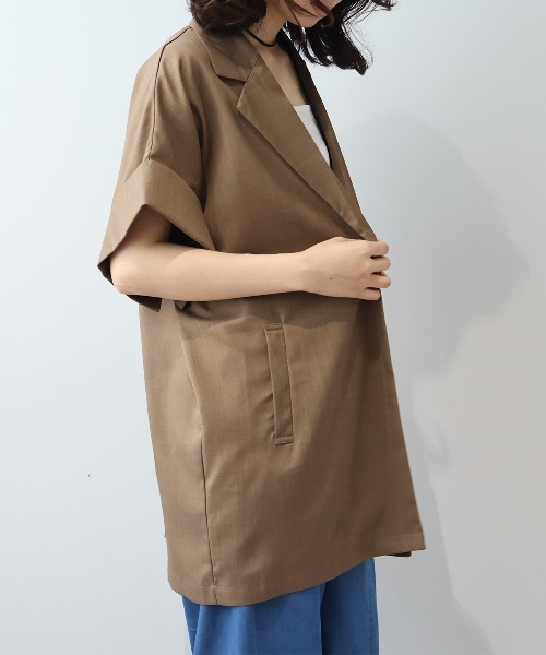 leswel（レスウェル）の「【M/L】ドルマンスリーブロングテーラードジャケット（テーラードジャケット・レディース・ブラウン/ブラック/クリーム・M/L）」の17枚目の写真