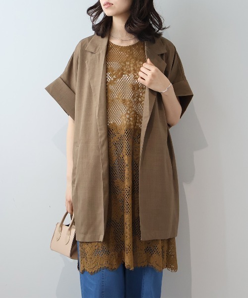 leswel（レスウェル）の「【M/L】ドルマンスリーブロングテーラードジャケット（テーラードジャケット・レディース・ブラウン/ブラック/クリーム・M/L）」の4枚目の写真