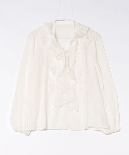 Jasmine Grandiflorum(ジャスミングランディフローラム)の「【Jasmine】レースアップラッフルブラウス(シャツ/ブラウス・レディース・ブルー/ホワイト・FREE)」の16枚目の写真