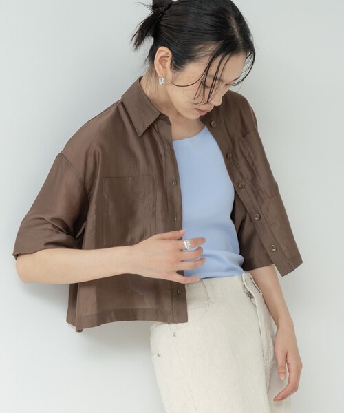 GALLEST(ギャレスト)の「ボックスシルエットシアーシャツ【接触冷感】(シャツ/ブラウス・レディース・パープル/ダークブラウン/ホワイト系3/ブラック系2・34/38)」の22枚目の写真